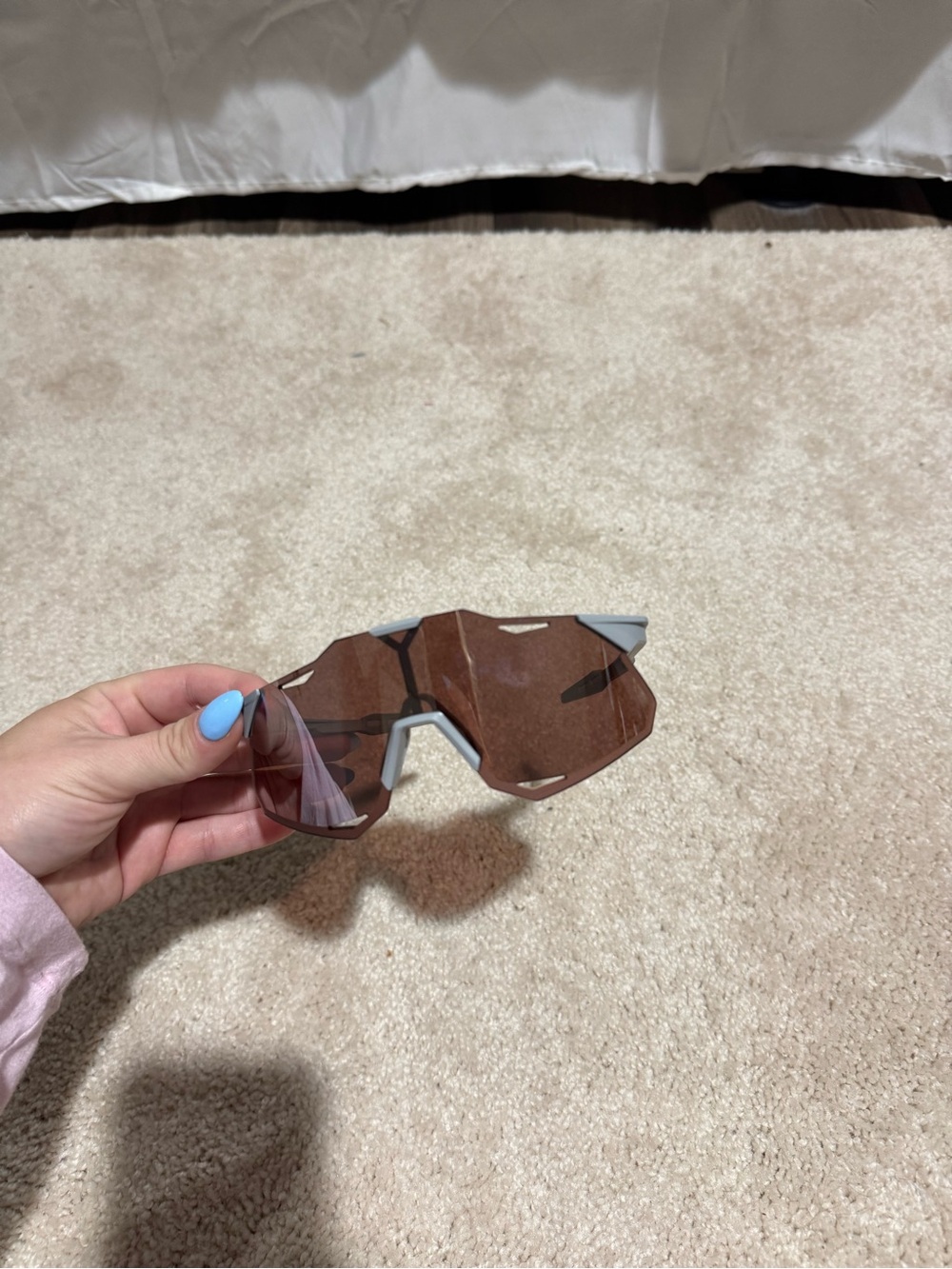 Men's Black and White Sports Sunglasses with Brown Lenses - Picture 3 of 6